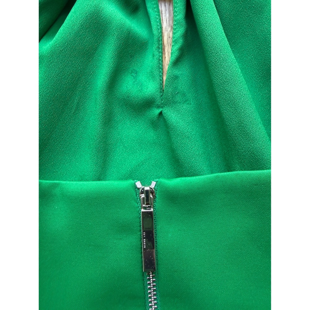 Ted Baker London Green Skater Dress Halter Knot Front Fit Flare Size 3 - Picture 6 of 7